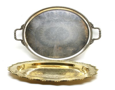 Lot 185 - An Elkington & Co silver plated oval two handled tray