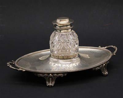 Lot 103 - A Victorian silver two handled inkstand