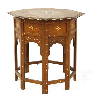 Lot 774 - A near pair of Indian hardwood and inlaid octagonal occasional tables