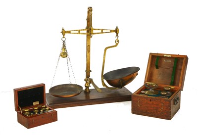 Lot 732 - A set of brass balance scales