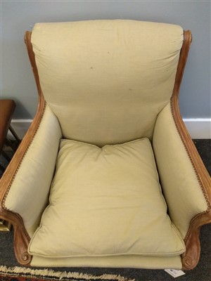 Lot 110 - A pair of French upholstered library chairs