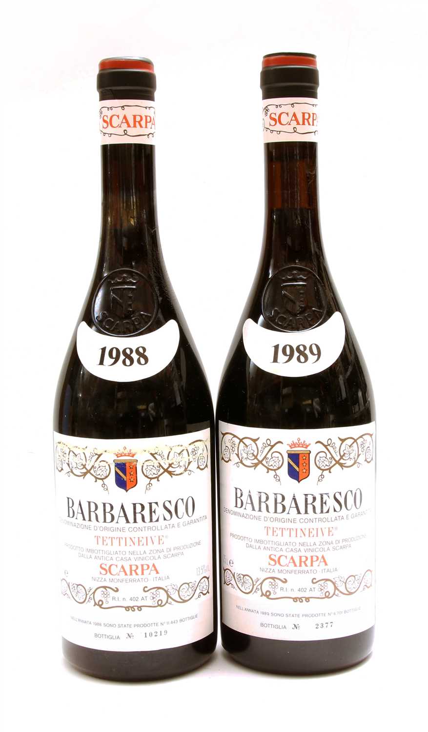 Lot 179 - Scarpa, Barbaresco, Tettineive, 1988, one bottle and 1989, one bottle