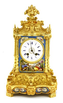 Lot 637 - A French ormolu mantel clock