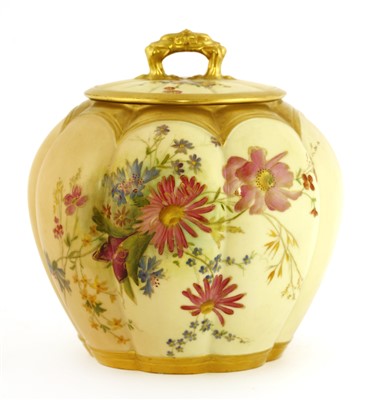 Lot 282 - A Royal Worcester blush ivory jar and cover