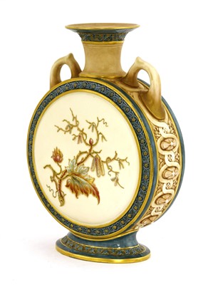Lot 284 - A rare Royal Worcester blush ivory moon flask