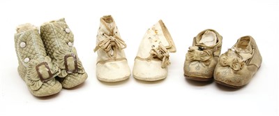 Lot 230 - Three pairs of late Victorian baby shoes