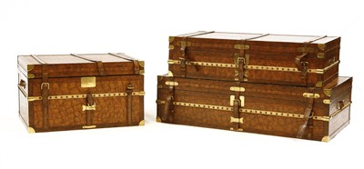 Lot 413 - A set of three Maitland-Smith leather trunks