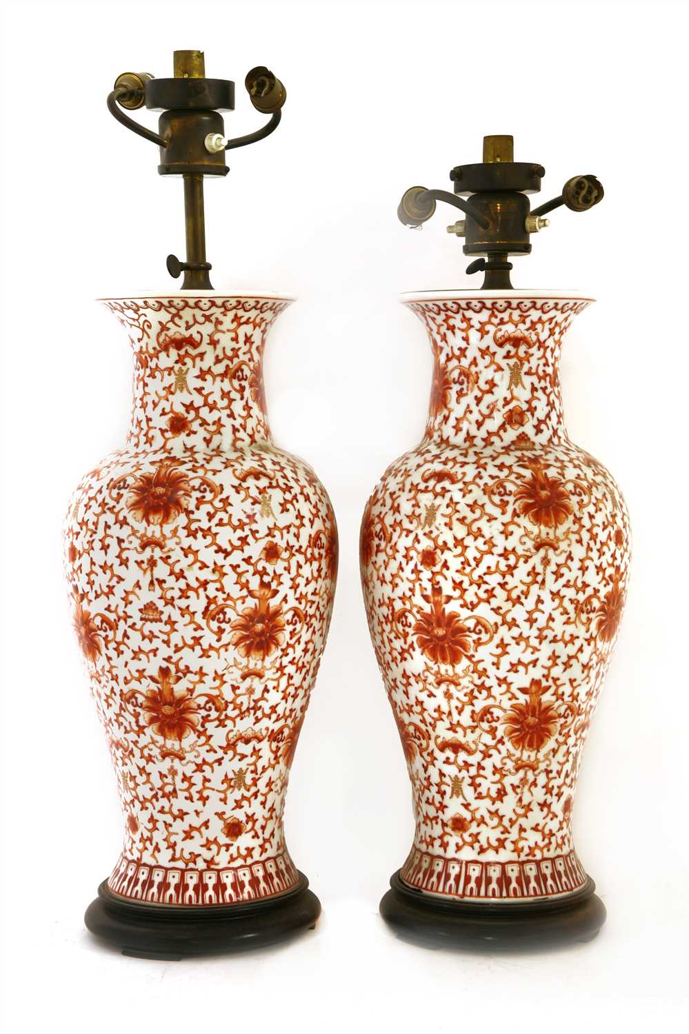 Lot 108 - A pair of Chinese iron red vases