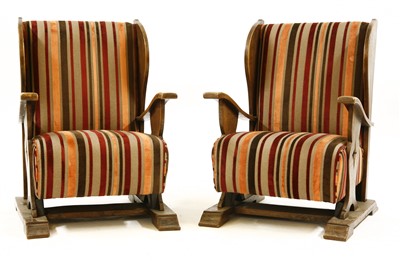 Lot 361 - A pair of oak armchairs