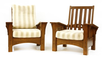 Lot 395 - A pair of Gustav Stickley style armchairs