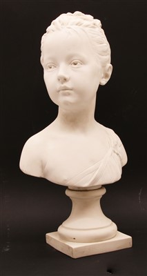 Lot 254 - A biscuit porcelain bust of a girl