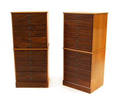 Lot 448 - A pair of teak multi drawer collector's chests