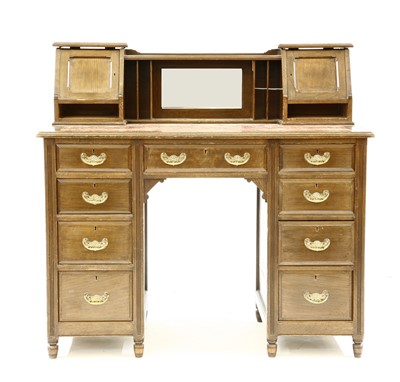 Lot 374 - An Edwardian pedestal desk