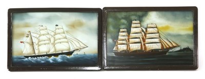 Lot 354A - A pair of oil on glass marine studies