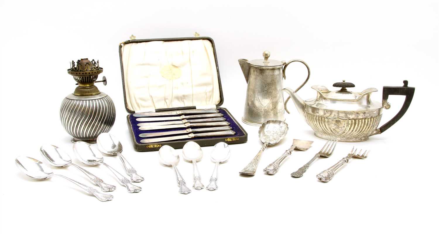 Lot 87 - A silver handled set of knives