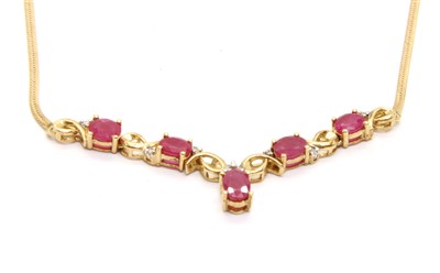 Lot 26A - A 9ct gold ruby and diamond necklace