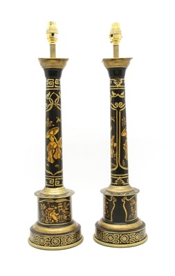 Lot 266 - A pair of Chinoiserie toleware style lamp bases