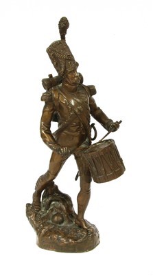 Lot 145 - A bronze figure of a French Grenadier drummer