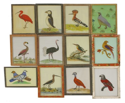 Lot 685 - Indian reverse glass paintings of birds