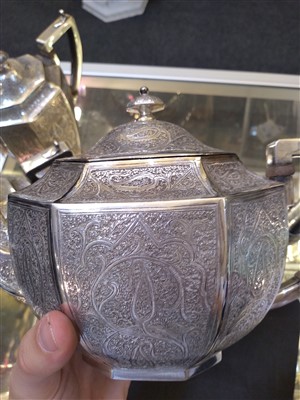 Lot 94 - An Indian silver five-piece tea service