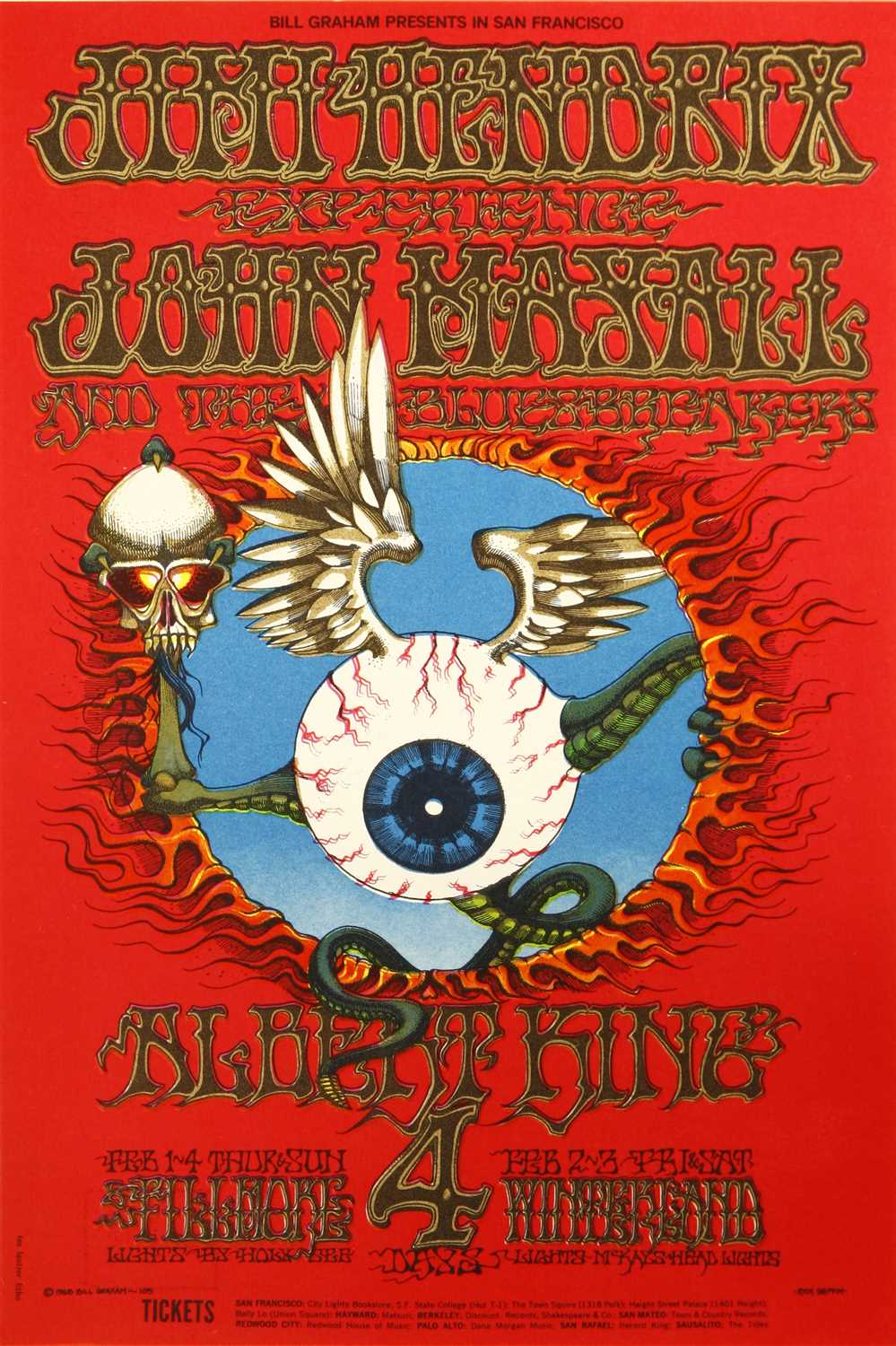 Lot 187 - Rare Jimi Hendrix flying eyeball handbill/postcard