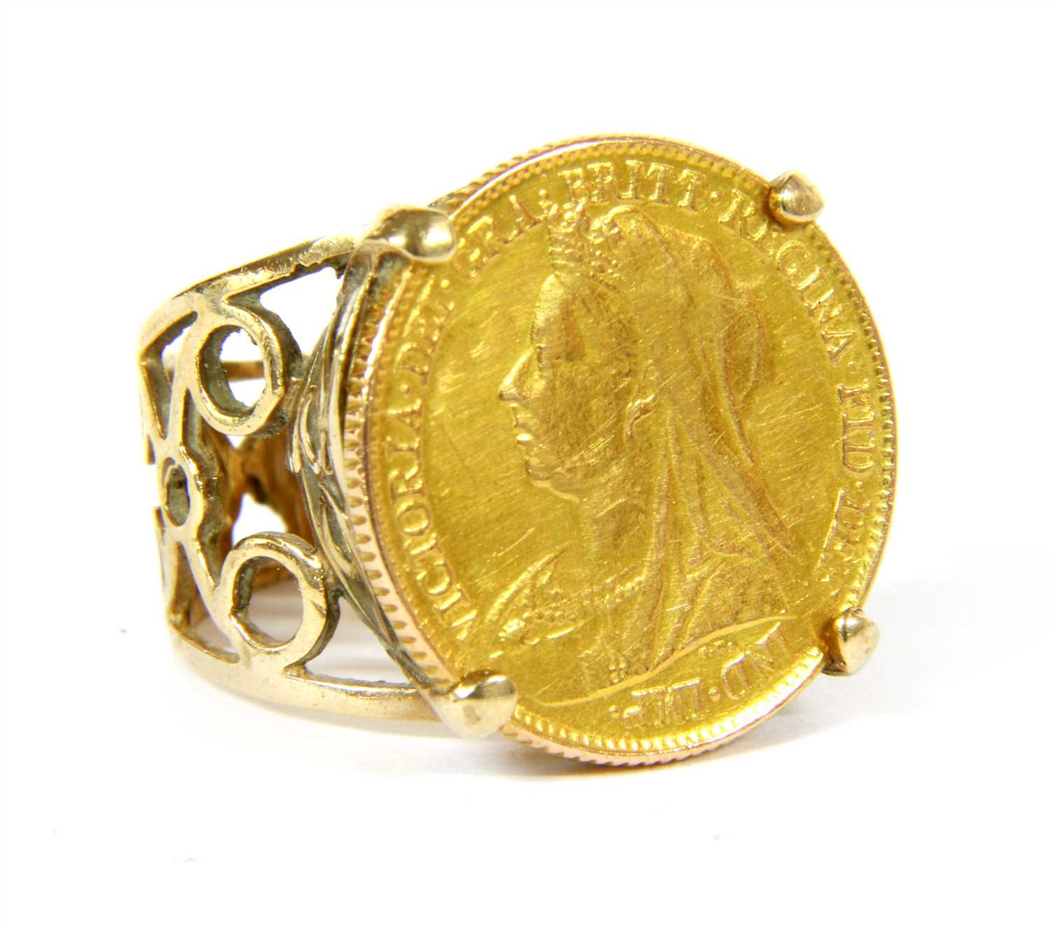 Lot 18 - A half sovereign gold ring coin dated 1896