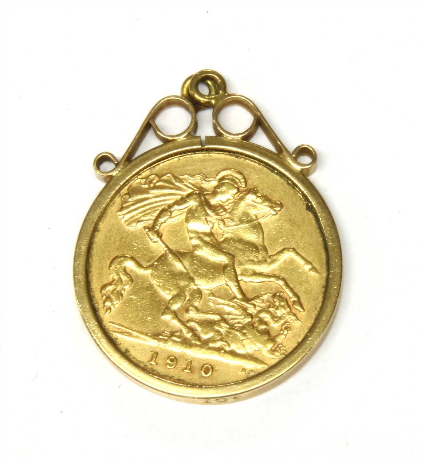Lot 5 - A half sovereign gold pendant coin dated 1910