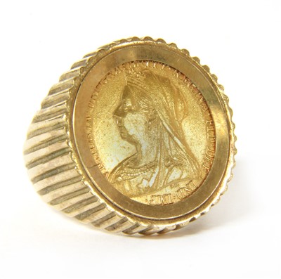 Lot 17A - A 9ct gold coin ring