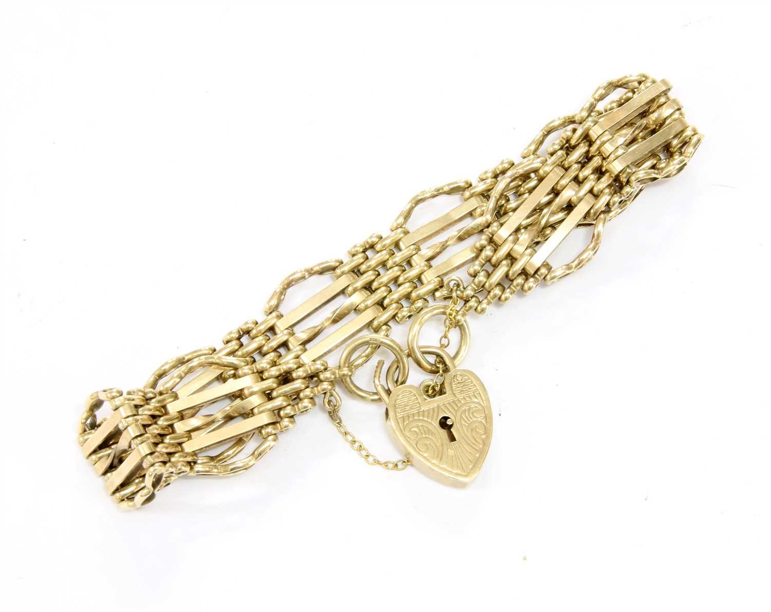 Lot 24 - A 9ct gold five row gate bracelet