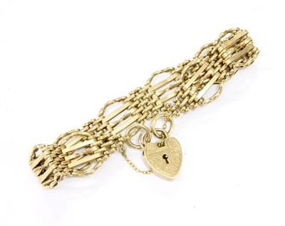 Lot 24A - A 9ct gold five row gate bracelet