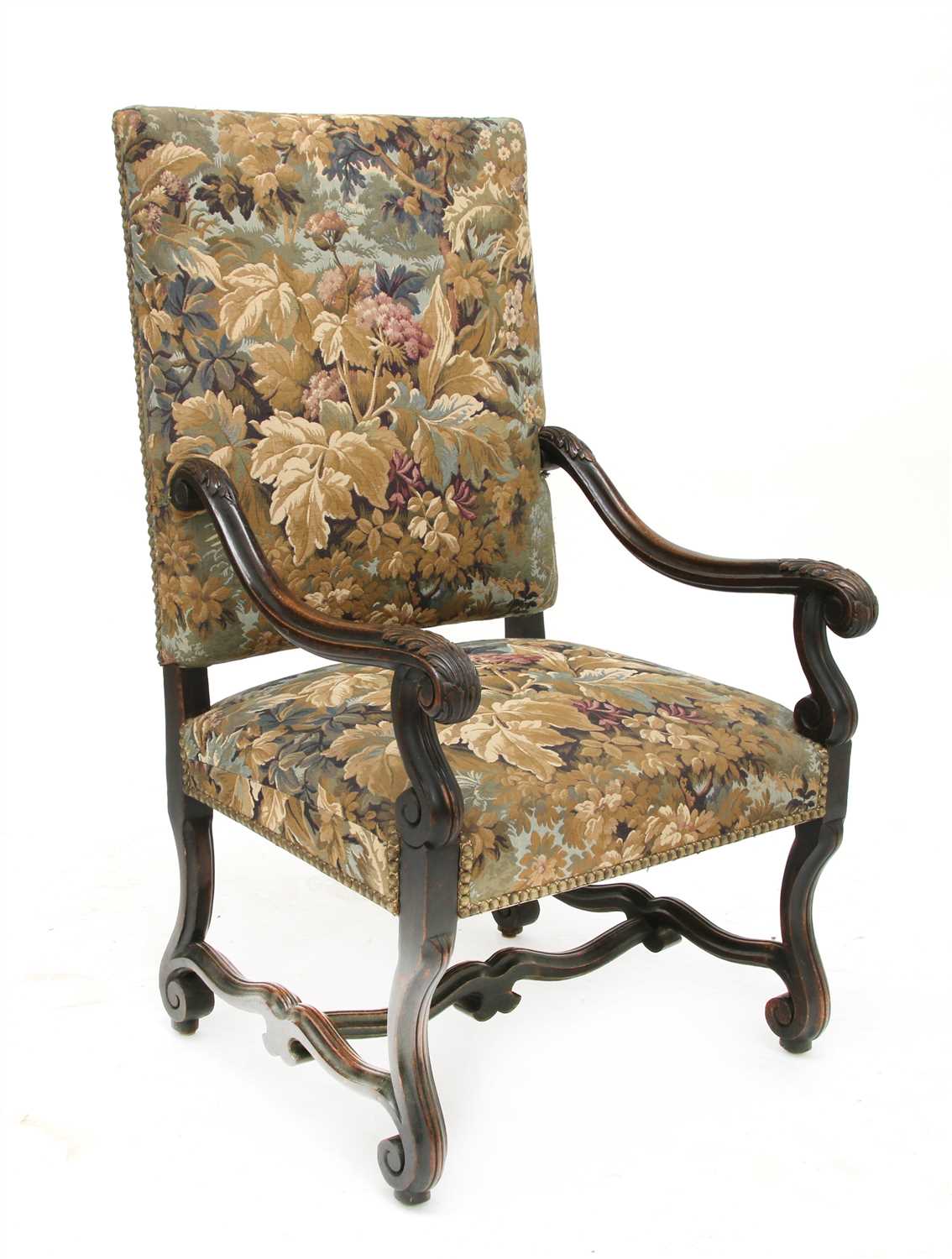 Lot 214 - A French beechwood elbow chair
