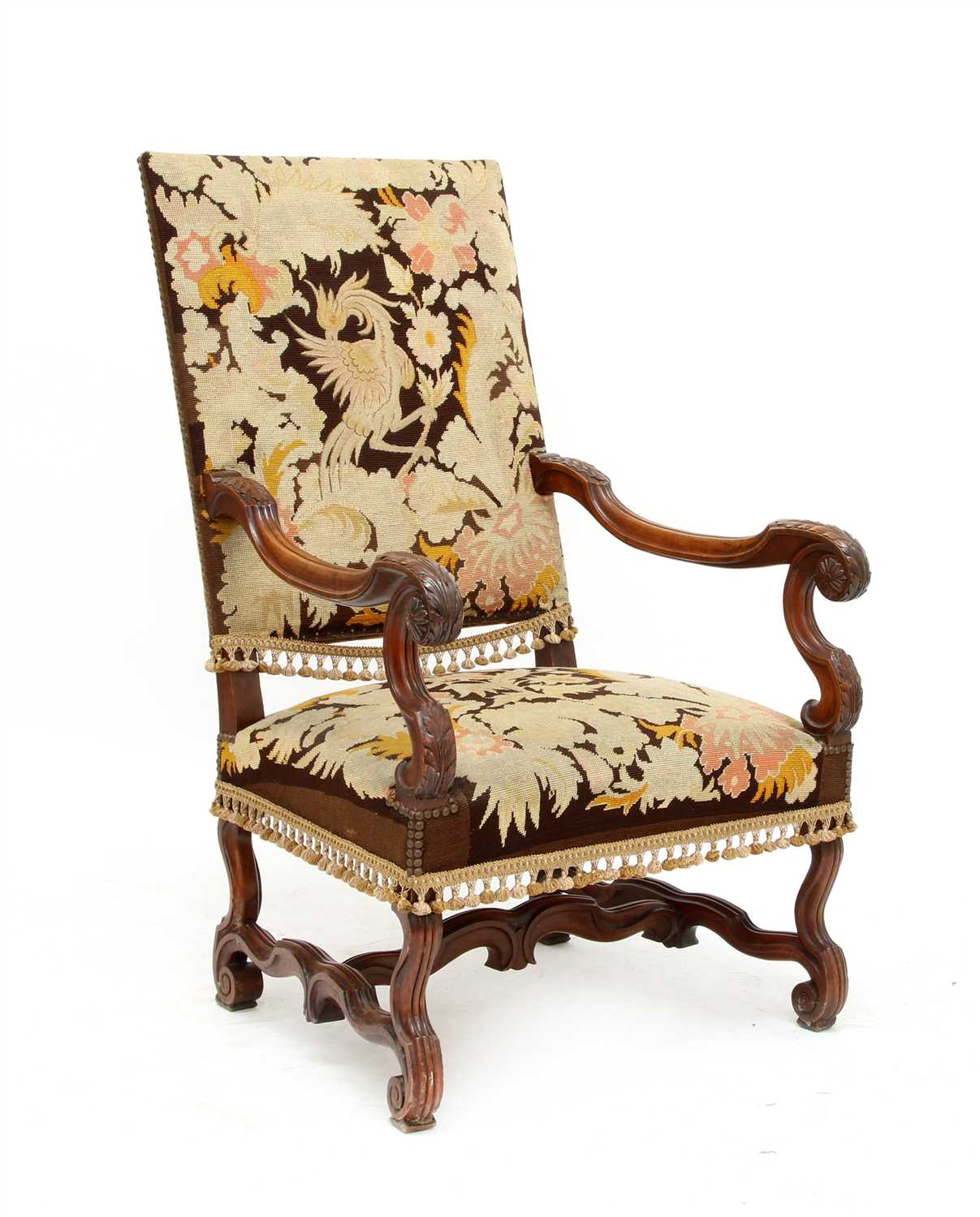 Lot 218 - A French walnut armchair