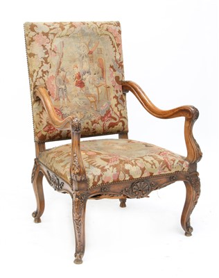Lot 242 - A French walnut armchair