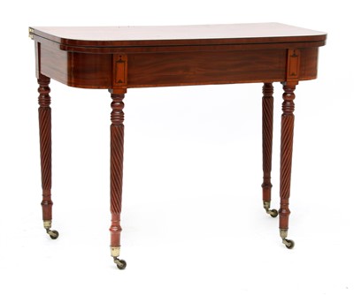 Lot 358 - A George III strung mahogany fold-over card table
