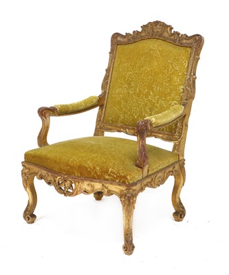 Lot 619 - A French giltwood open armchair