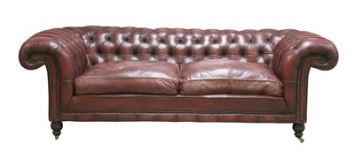 Lot 120 - A modern leather three-seater chesterfield settee