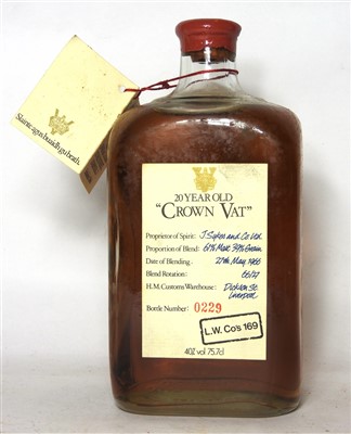 Lot 130 - 20 Year Old "Crown Vat", J. Sykes and Co. Ltd., date of blending 27th May 1966, bottle number 0229