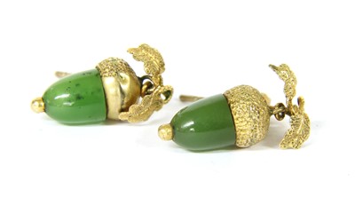 Lot 8B - A pair of Victorian gold acorn drop earrings
