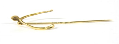 Lot 12B - A Victorian gold wishbone form stick pin