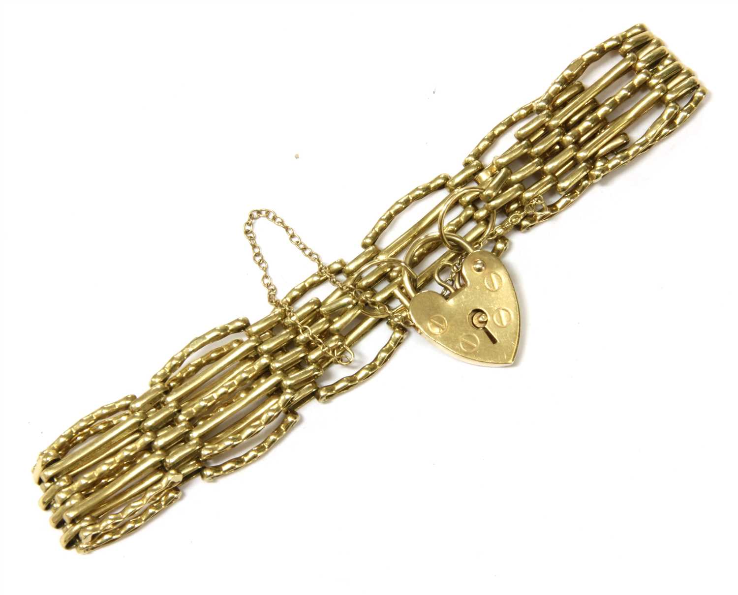 Lot 20 - A 9ct gold five row gate bracelet