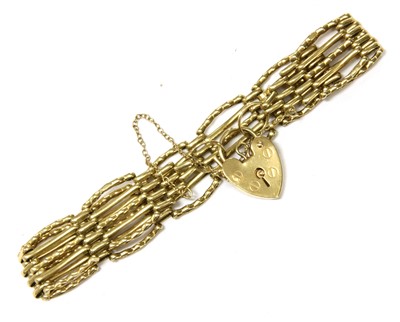 Lot 20A - A 9ct gold five row gate bracelet