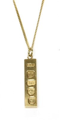 Lot 22A - A 9ct gold ingot pendant