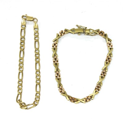 Lot 23A - A 9ct rose and yellow gold kiss link bracelet