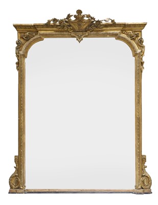 Lot 49 - A large Victorian gilt gesso overmantel mirror