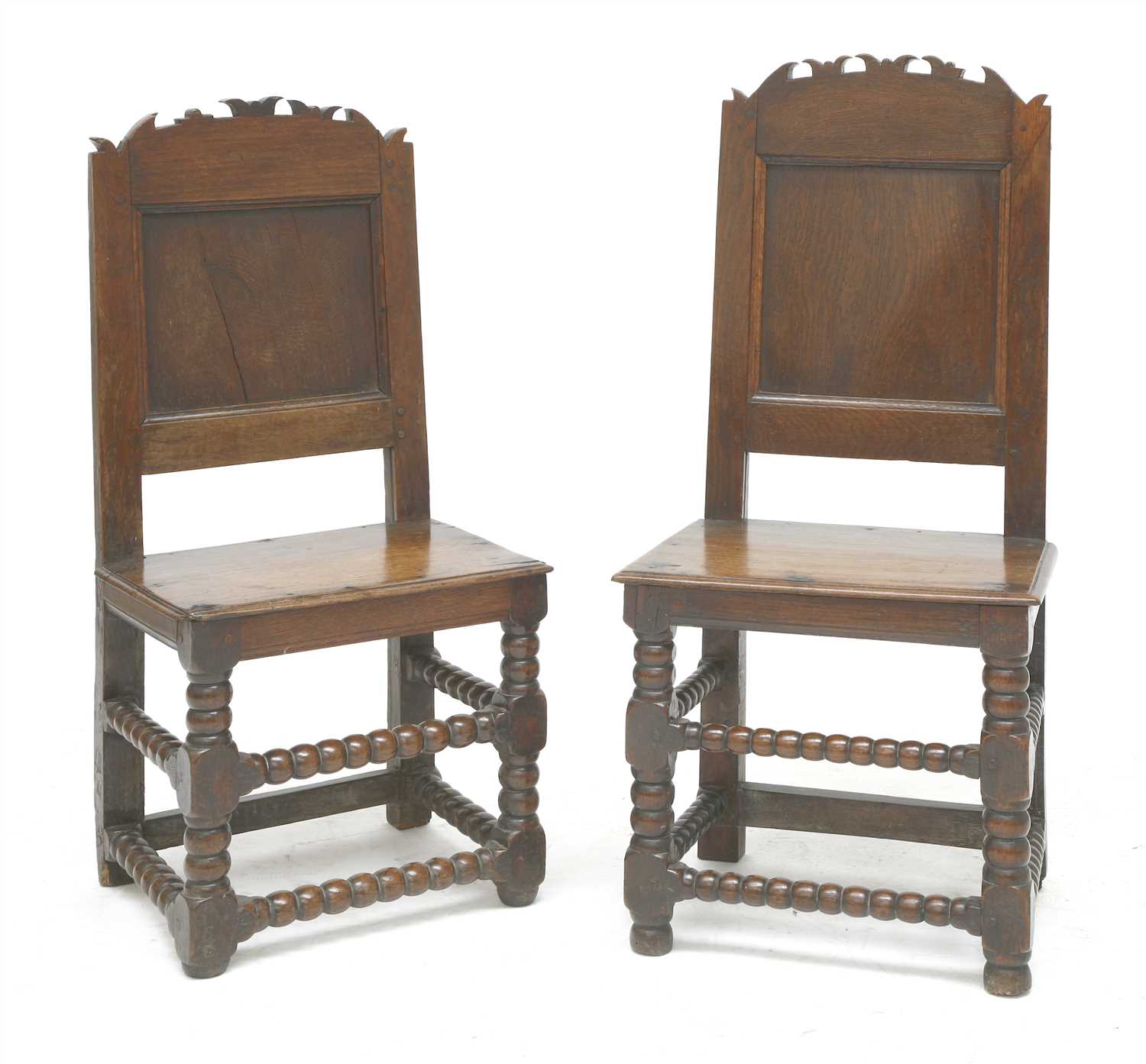 Lot 173 - A pair of oak back stools