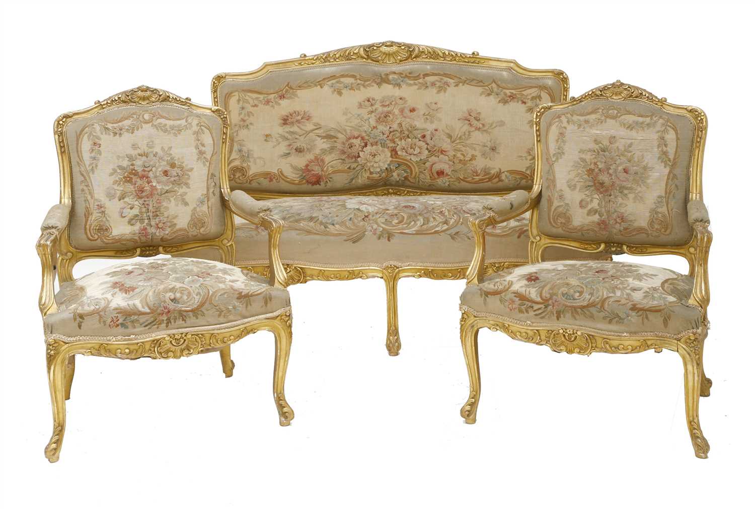 Lot 263 - A French giltwood salon suite