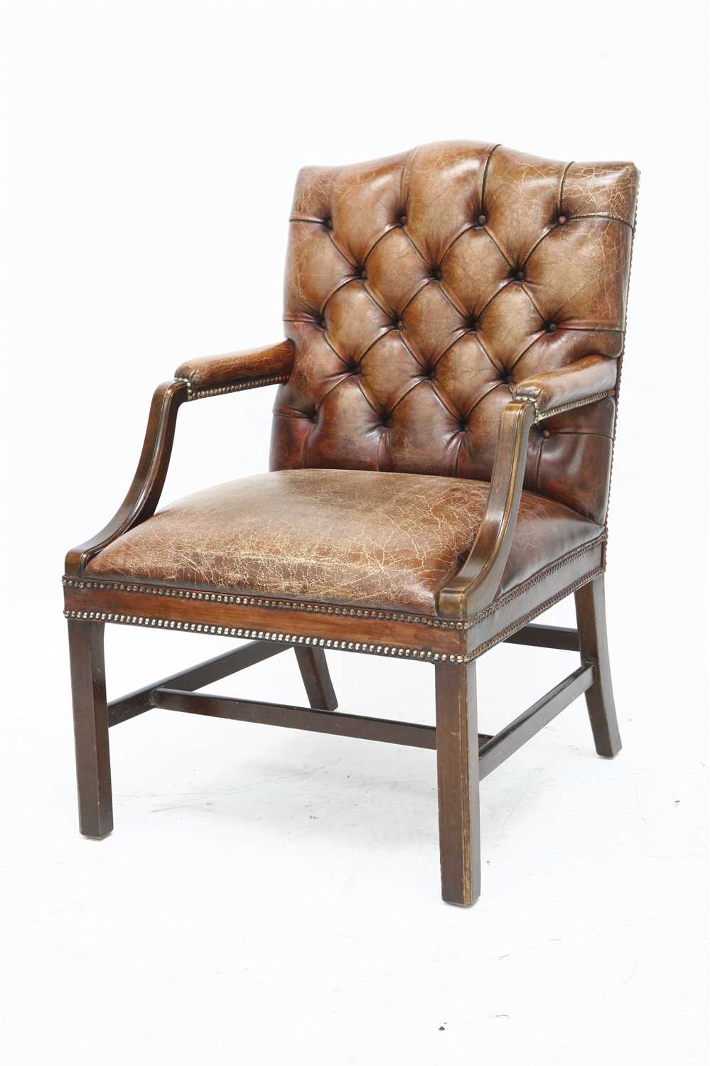 Lot 147 - A brown leather office chair