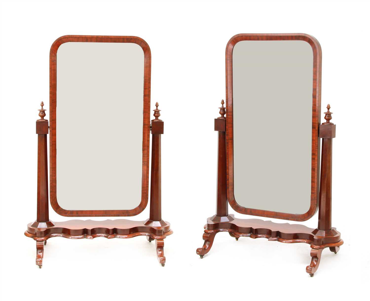 Lot 281 - A pair of Victorian mahogany cheval mirrors