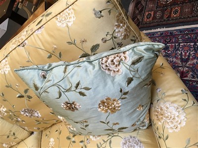 Lot 11 - A modern silk upholstered settee