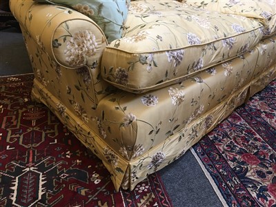 Lot 11 - A modern silk upholstered settee